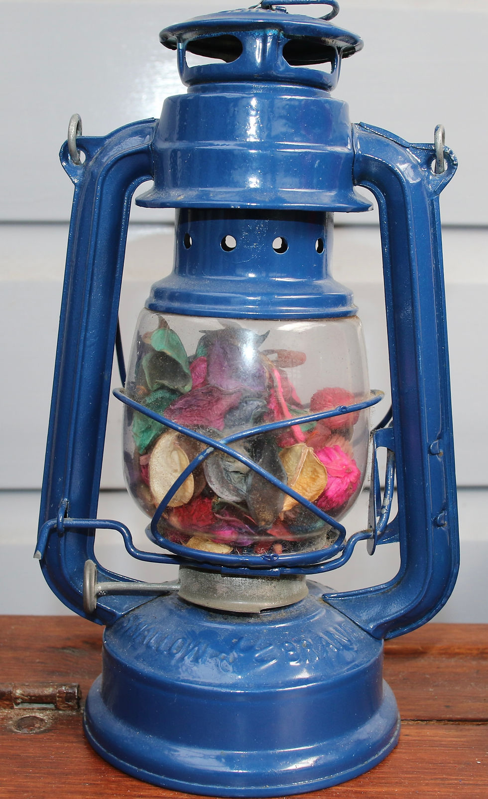 Miniature : Preloved Swallow Brand Metal and Glass Oil Lantern, Hurricane Lamp
