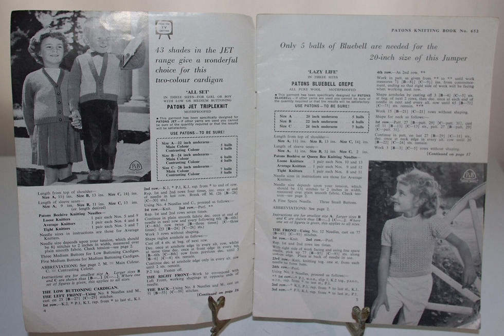 Miniaturbild: Vintage Patons Knitting Book number 652, children's wear, 1 to 8 year. OOP Patte