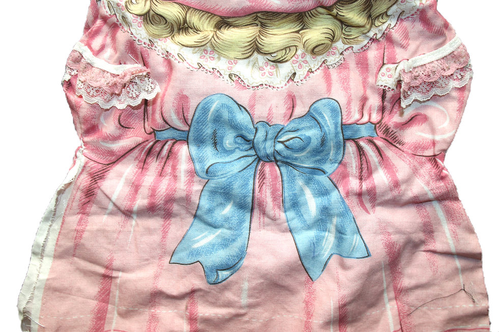 縮圖：Preloved Victorian Doll Girl with Teddy Cushion Cover Fabric Pattern