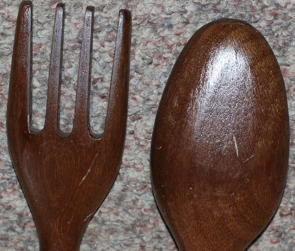 Miniatura: Preloved Small Wooden Spoon And Fork For Wall Display