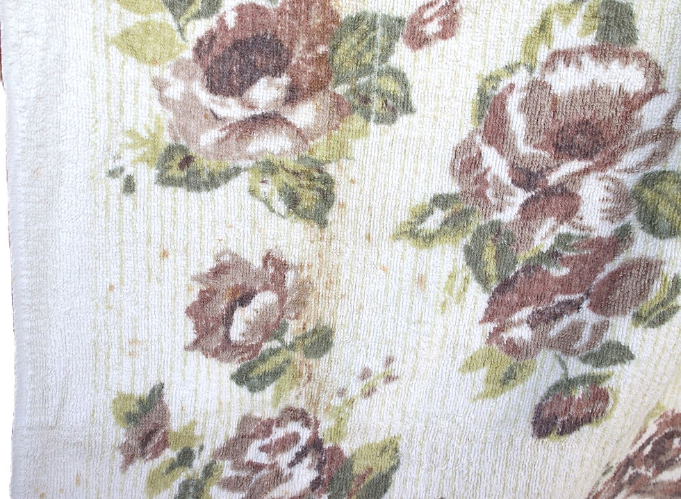 Miniatura: Preloved Vintage Guest Room Towel,  Floral Towel, Flower Towel