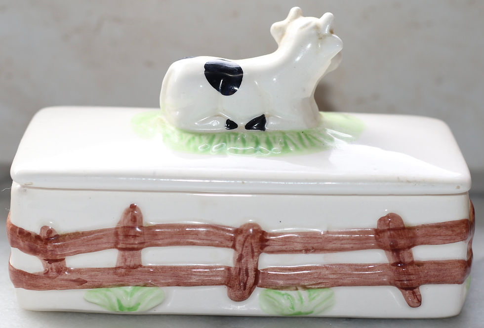 Miniatura: Preloved Ceramic Cow Butter Box Keeper, Ceramic Butter Dish
