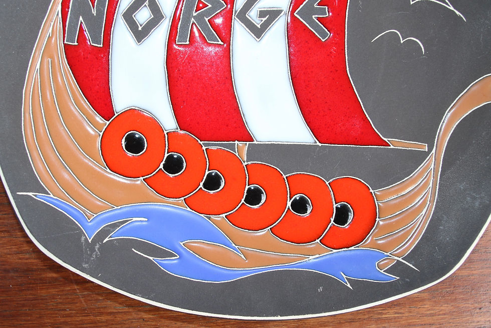 Miniaturbild: Preloved Norge Viking Ship ceramic wall plate