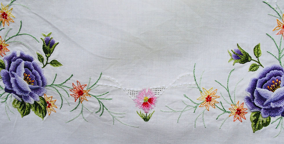 Μικρογραφία: Preloved Embroidery Tablecloth, Embroidered Floral Tablecloth