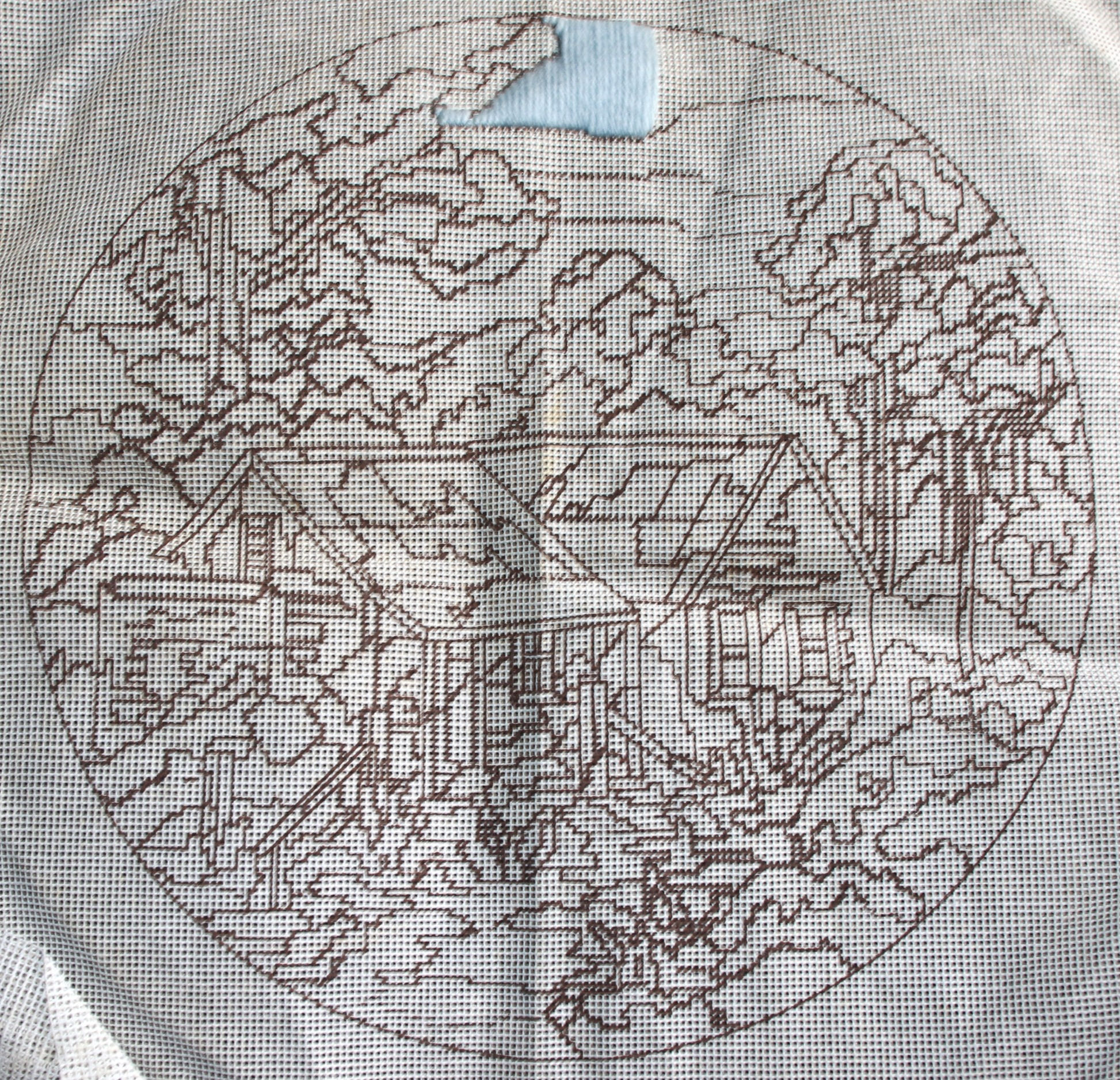 Preloved Anchor 3358-27 House Longstitch, Partially Complete