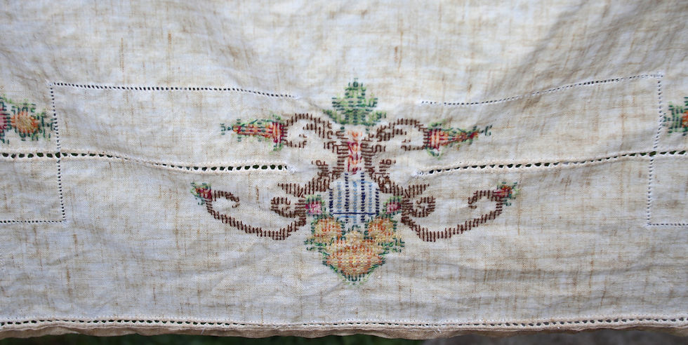 Миниатюра: Preloved Embroidery Tablecloth, Embroidered Floral Tablecloth