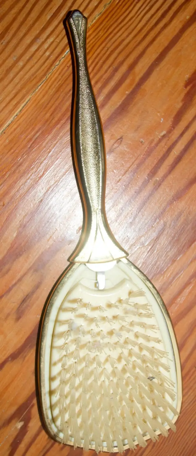 Миниатюра: Preloved Vintage hairbrush With Embroidered Flowers