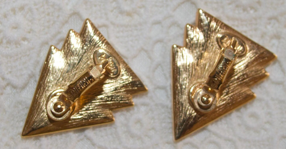 Thumbnail: Preloved Vintage triangular art deco clip-on earrings