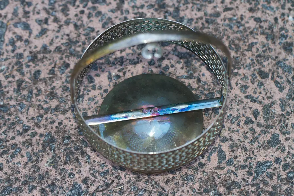 Thumbnail: Preloved Vintage Glass Sugar Bowl On Metal Stand