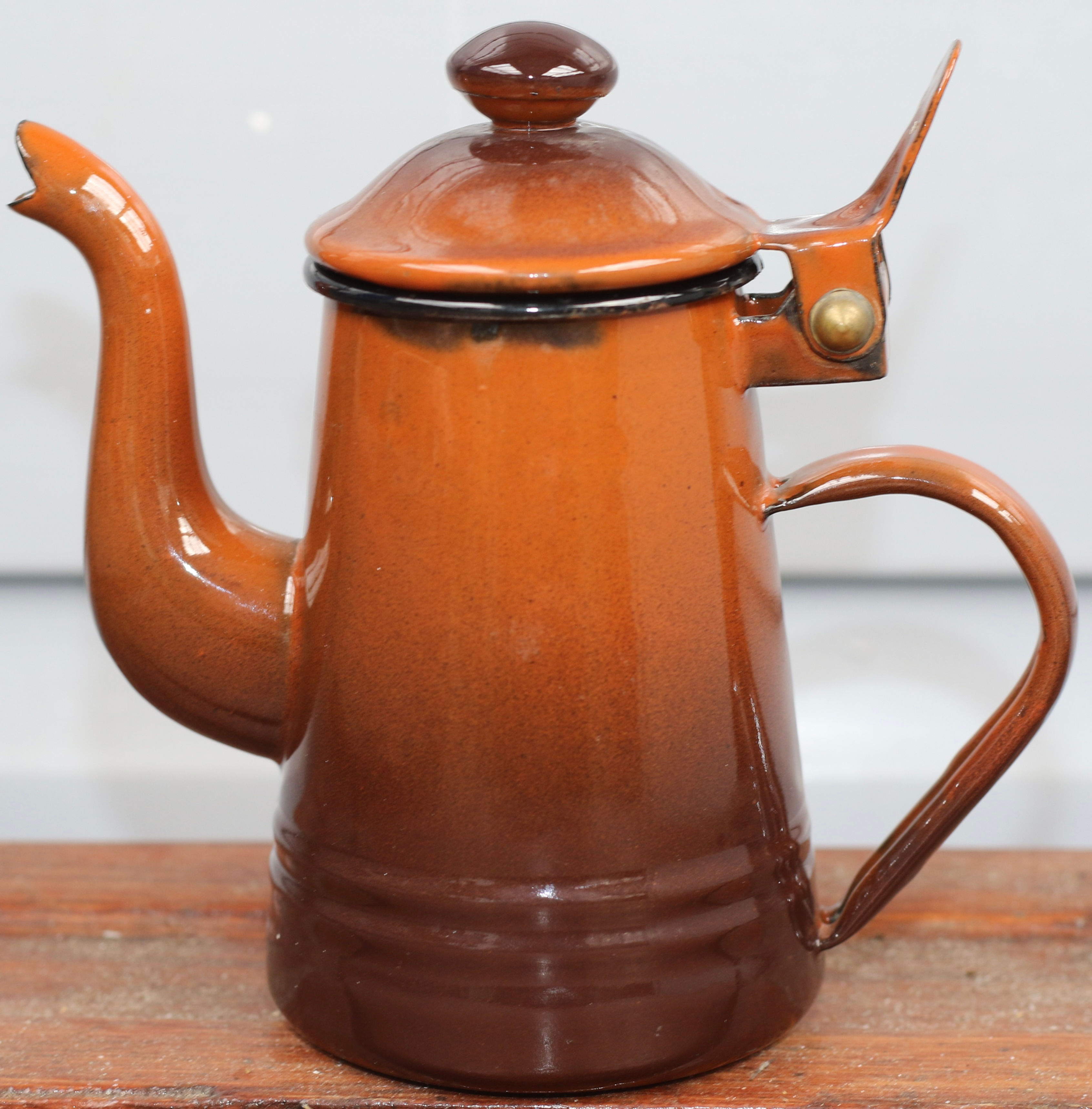 Preloved Vintage Enamelware Coffee Pot, Small Coffee Pot