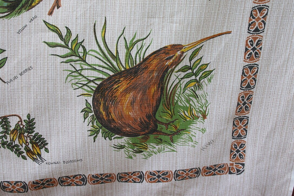Miniatura: Preloved New Zealand souvenir tablecloth, Souvenir Table Covering