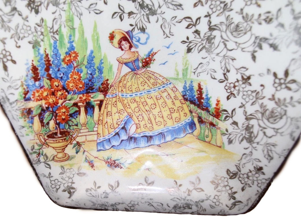 Preloved Empire Staffordshire England Yellow Crinoline Lady Bon Bon Dish