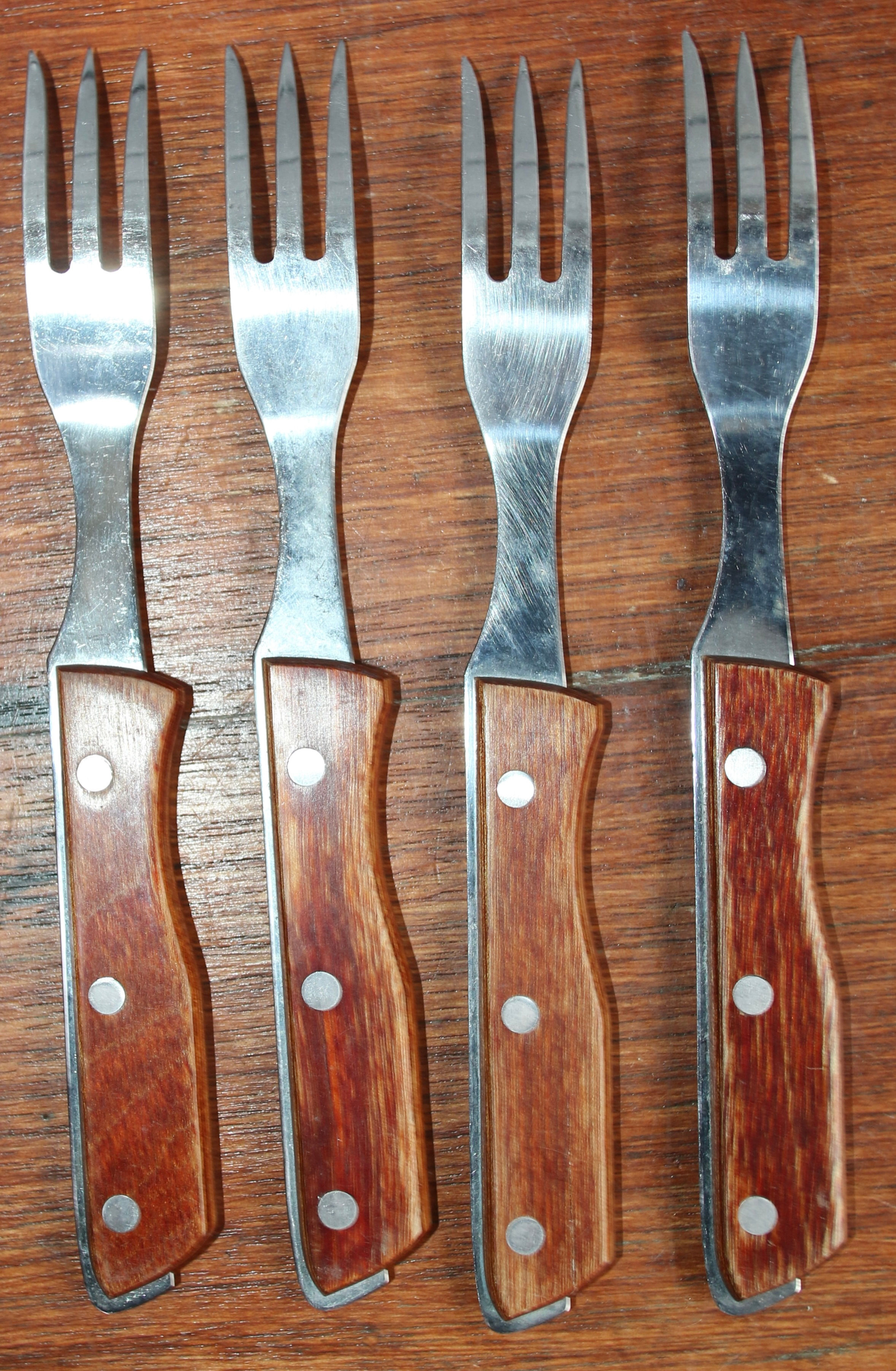 Preloved Set of Four Vintage Sakana Forks with Wooden Handles