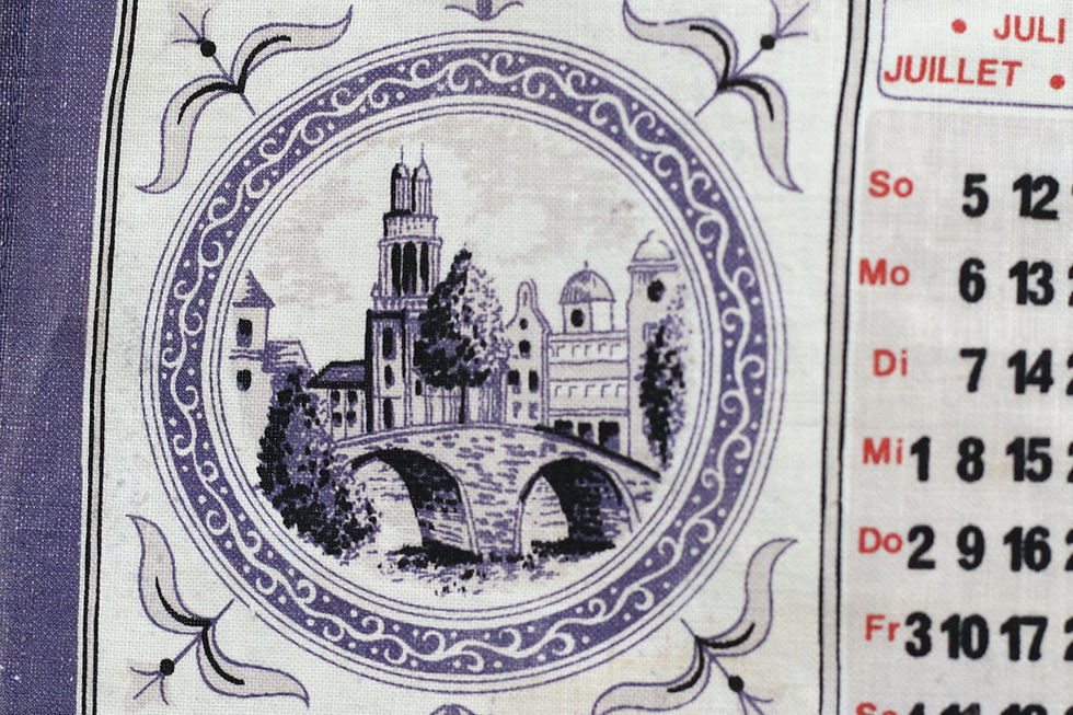 縮圖：Preloved Vintage Cotton 1981 Holland Calendar Tea Towel
