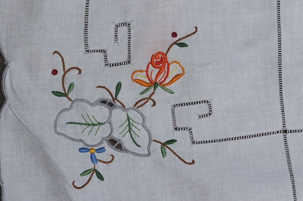 Miniatura: Preloved Hardanger Floral Tablecloth, Hardanger Embroidery , Hardangersø