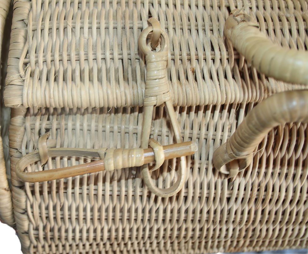 Μικρογραφία: Preloved Vintage Cane Picnic Basket, Wicker Basket, Cane Basket, Wicker Picnic