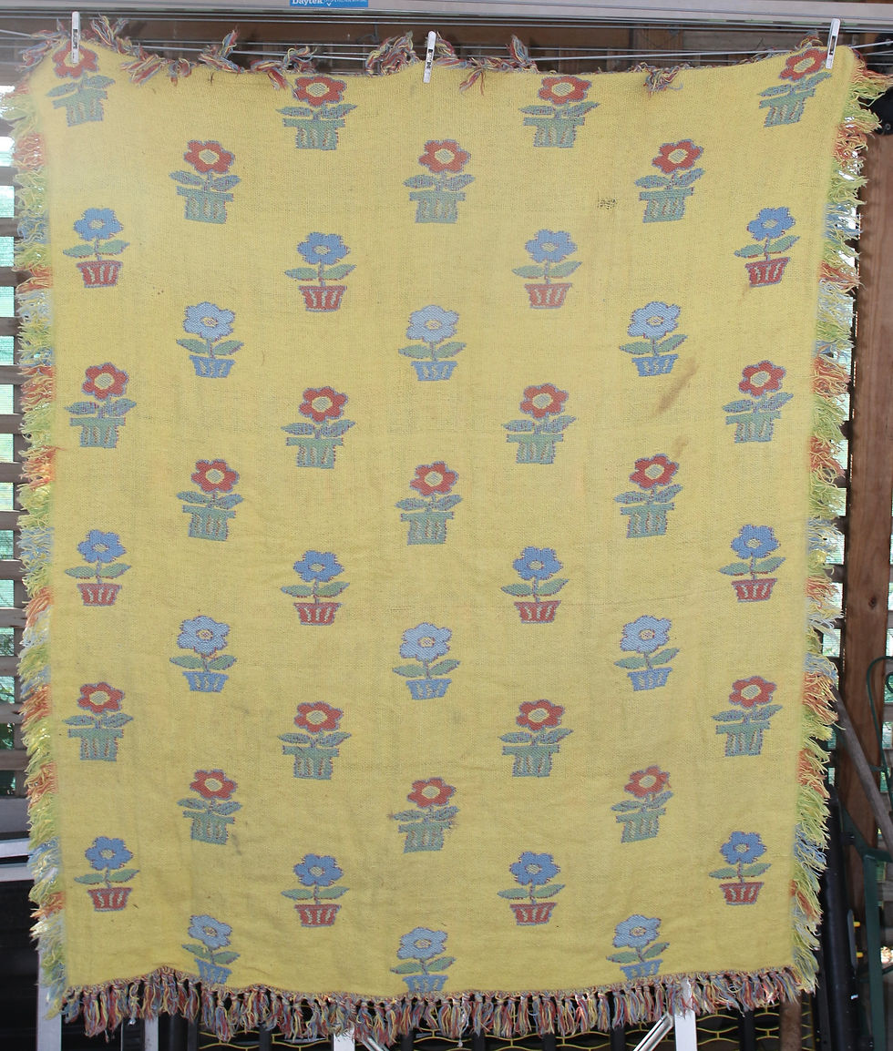 Miniaturbild: Preloved Vintage Throw Rug, Floral Rug