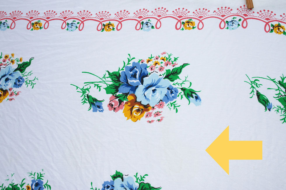 Μικρογραφία: Preloved Printed Tablecloth, Floral Tablecloth, Flower Tablecloth