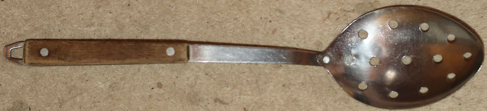 Миниатюра: Preloved Vintage Slotted Spoon with Wooden Handle Utensil, Vintage Utensil