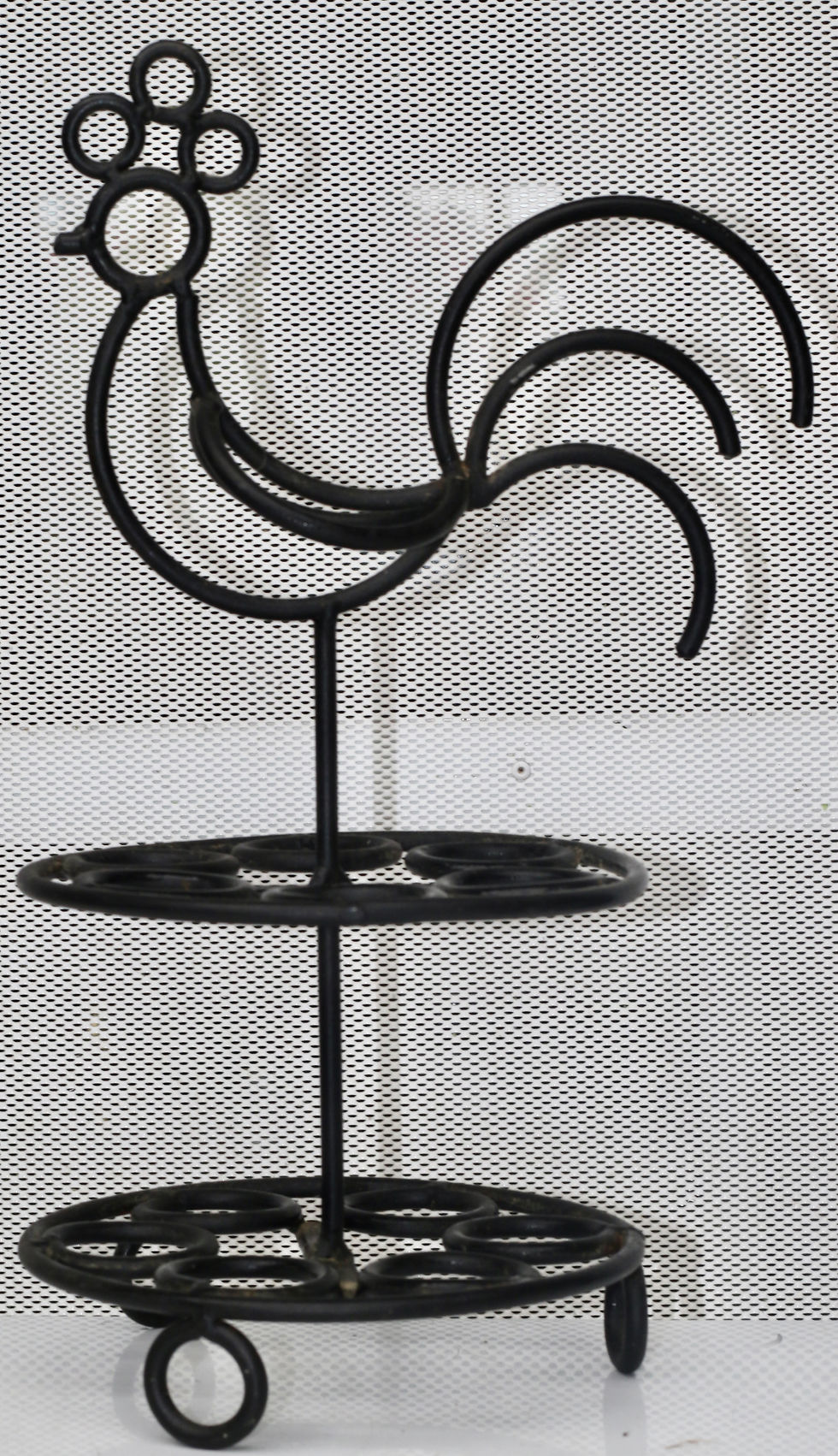 Miniatura: Preloved Rustic Egg Stand, Cast Iron Egg Rack, Rooster Egg Holder