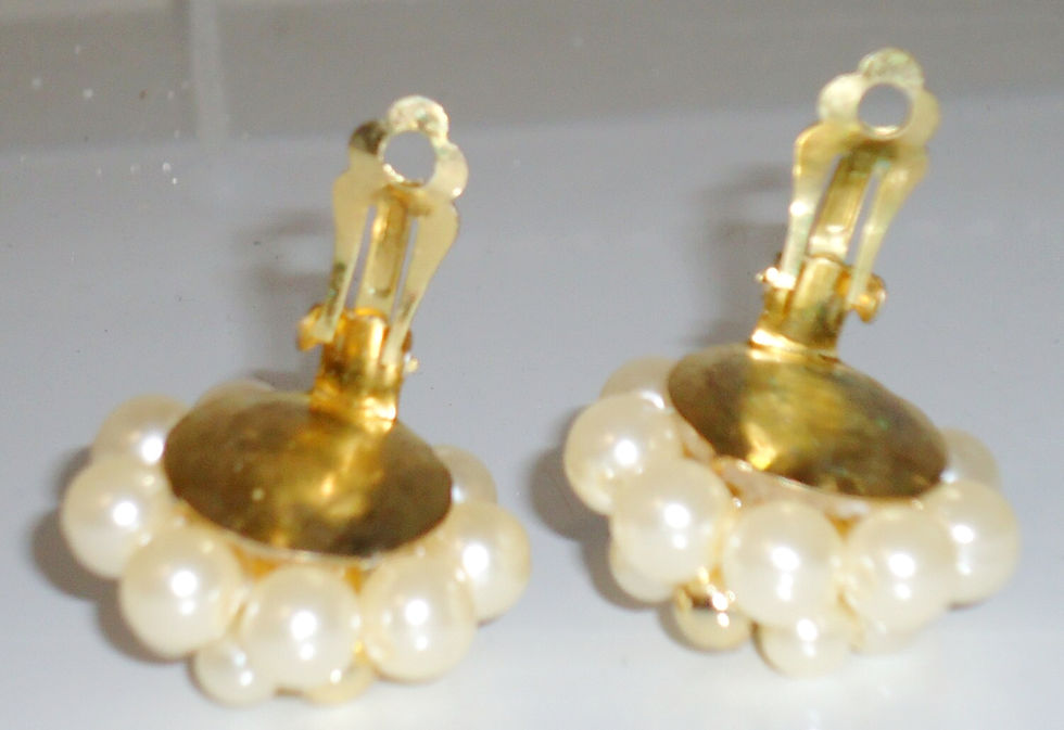Μικρογραφία: Preloved Vintage Pair of beaded clip-on earrings