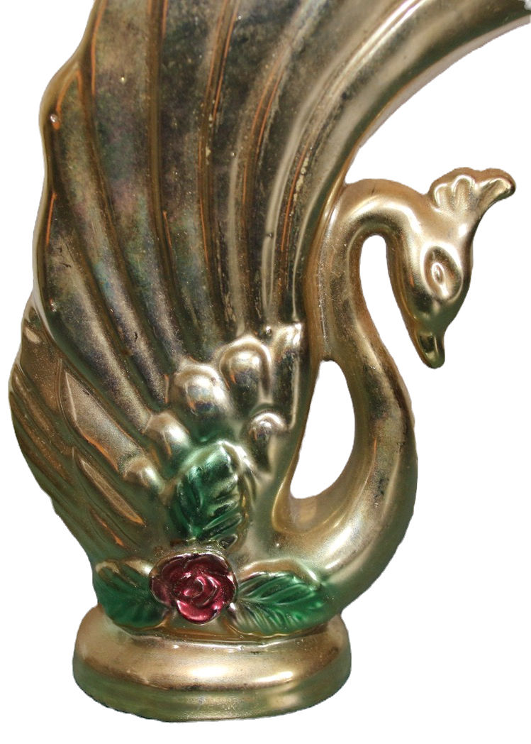 Miniaturbild: Preloved Lustre Swan Vase, Gold Lustreware Swan Vase