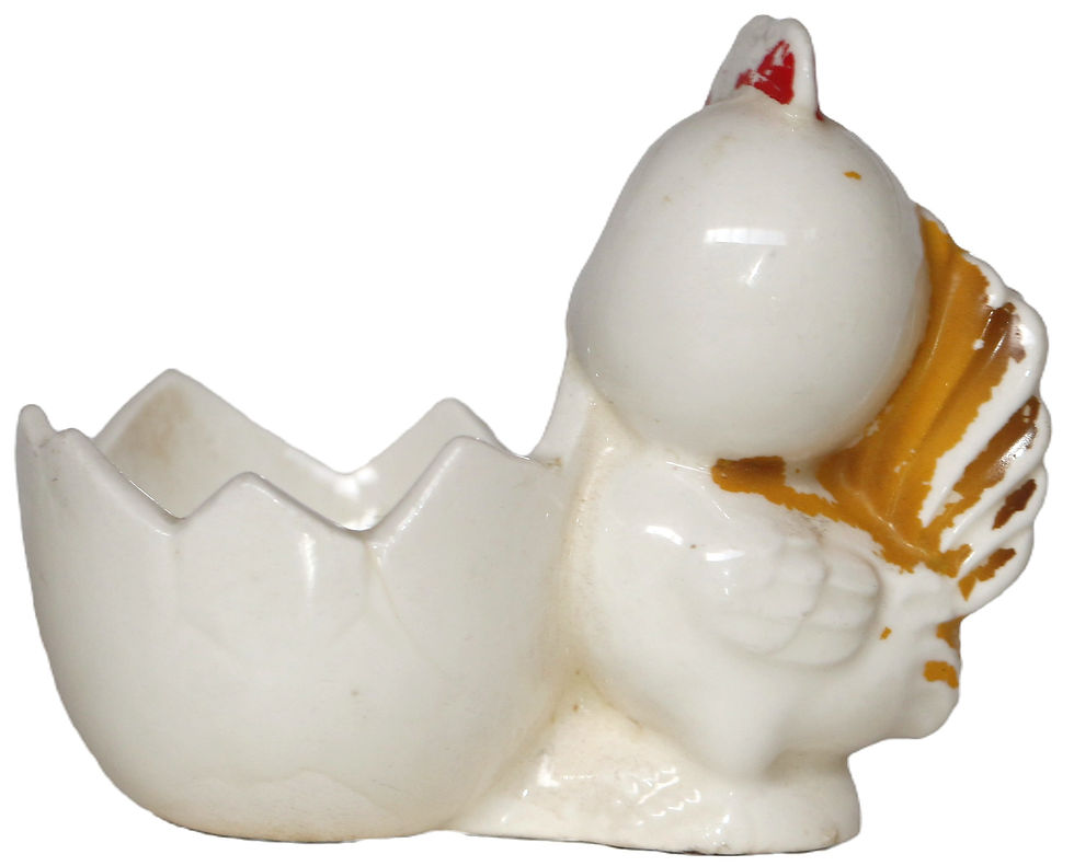Μικρογραφία: Preloved Ceramic chicken egg cup, Rooster Egg Cup , Egg Cup Holder