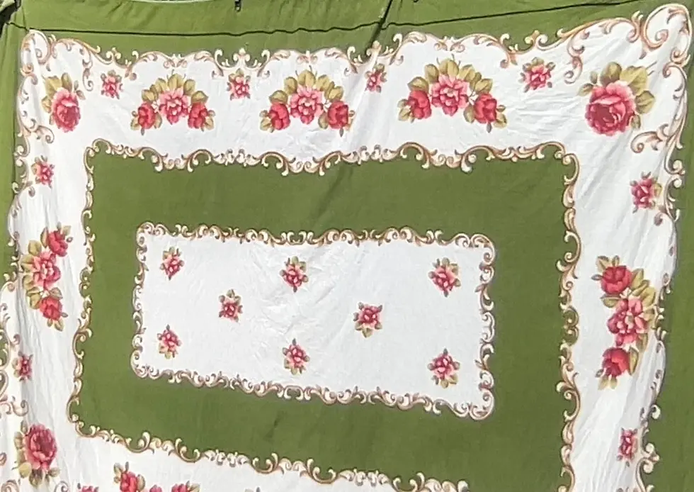 Thumbnail: Preloved Rectangular Tablecloth, Floral Tablecloth, Flower Tablecloth