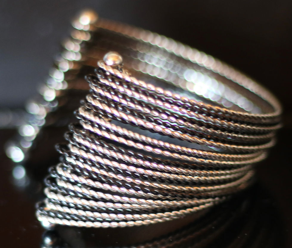Миниатюра: Preloved multi-strand twisted wire cuff bracelet, rope twist cuff, cable cuff.