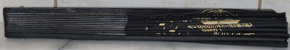 Miniature : Preloved Black Twin Golden Dragon Tai Chi Kung Fu Rib Fan