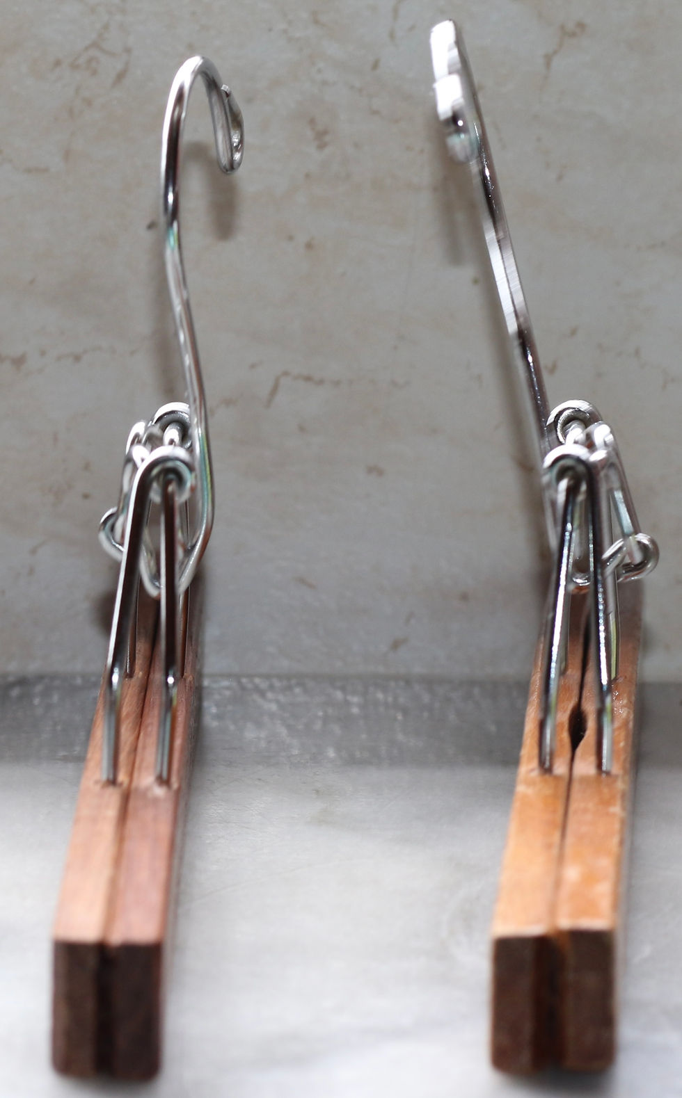 Miniature : Preloved Set of Two Wooden Pants Hangers