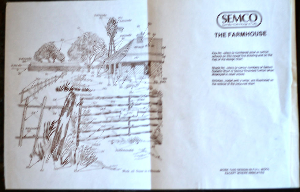 縮圖：Preloved Semco Crewel Embroidery Keyed Line Drawings Farmhouse