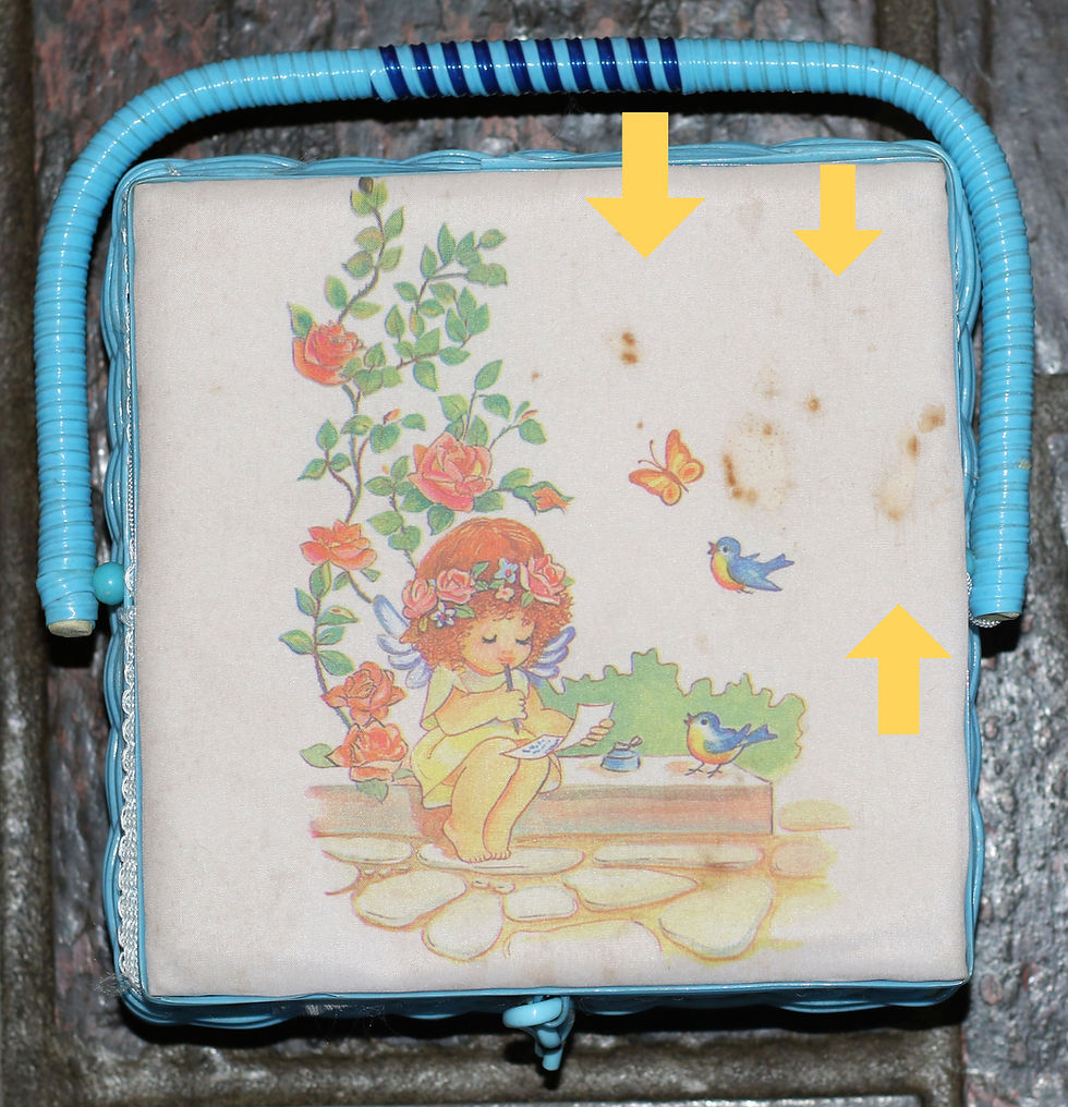 Miniaturbild: Preloved Vintage Girl in the Garden Cane Sewing Basket