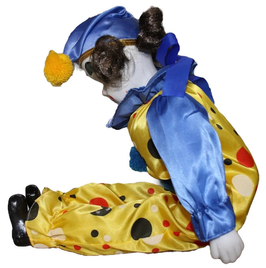 Thumbnail: Preloved Tall Ceramic and Cloth Clown Doll Toy