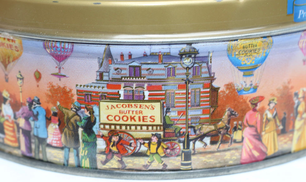 Miniatura: Preloved Jacobsen's Butter Cookie Biscuit Tin, Hot Air Ballooning Tin