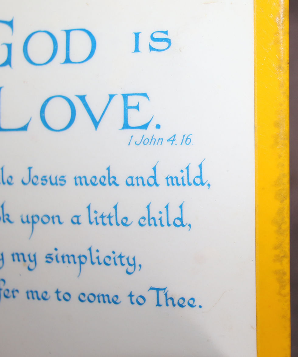 Thumbnail: Preloved Vintage Religious Picture, Prayer Wall, God is Love John 4.16