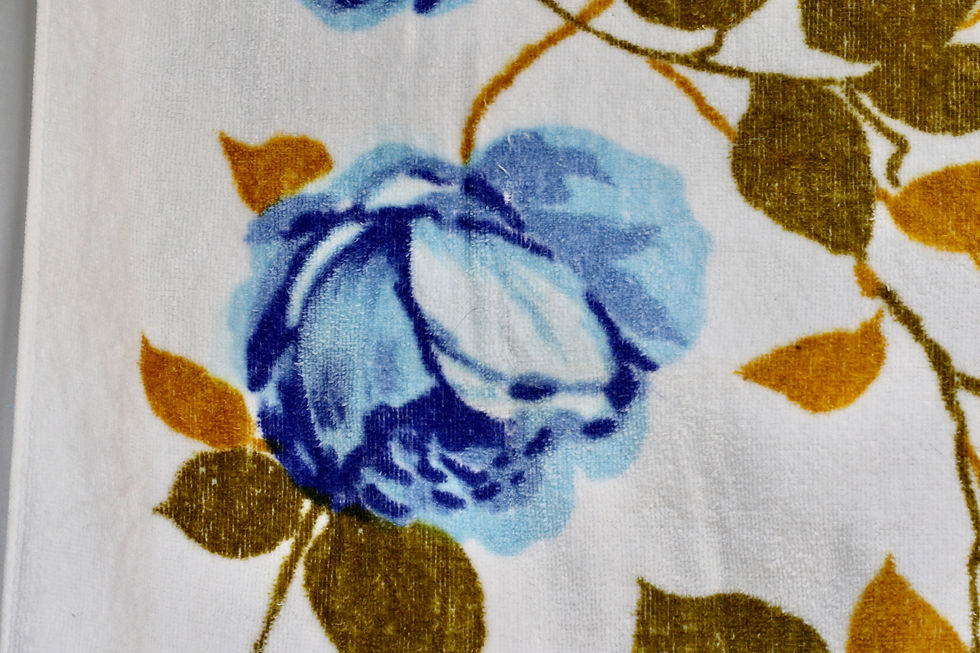 Miniatura: Preloved Vintage Guest Room Towel,  Floral Towel, Flowers Towel