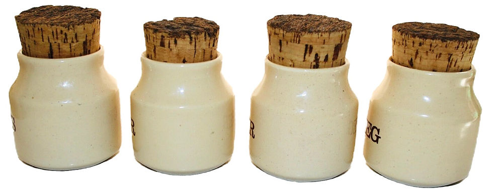 Miniatura: Preloved Set of Hanstan Australia crockery spice containers with corks