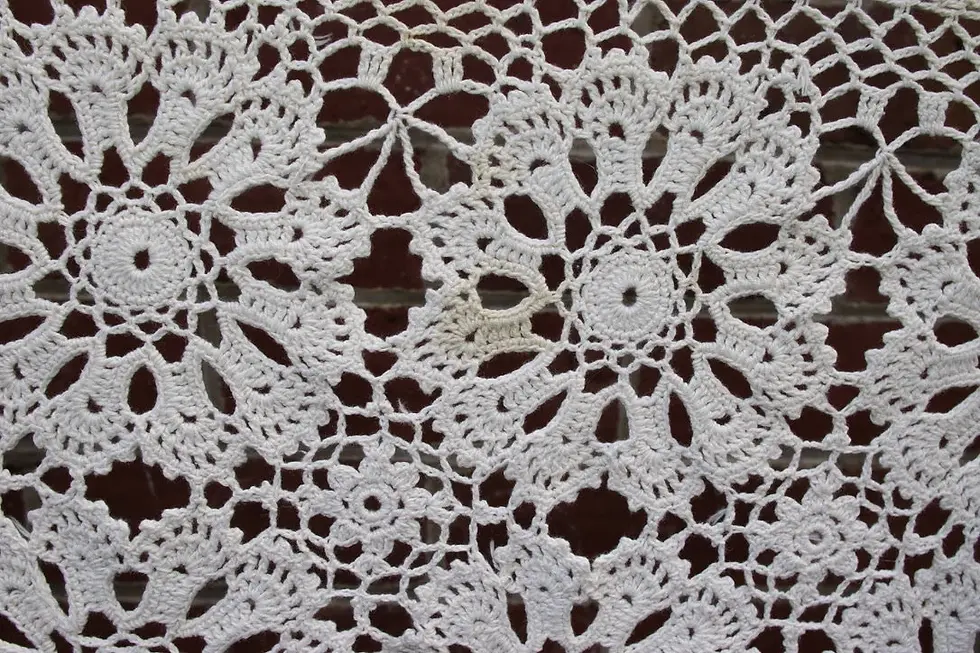 Μικρογραφία: Preloved Crochet Lace tablecloth, Crochet Tablecloth, Rectangular Tablecloth