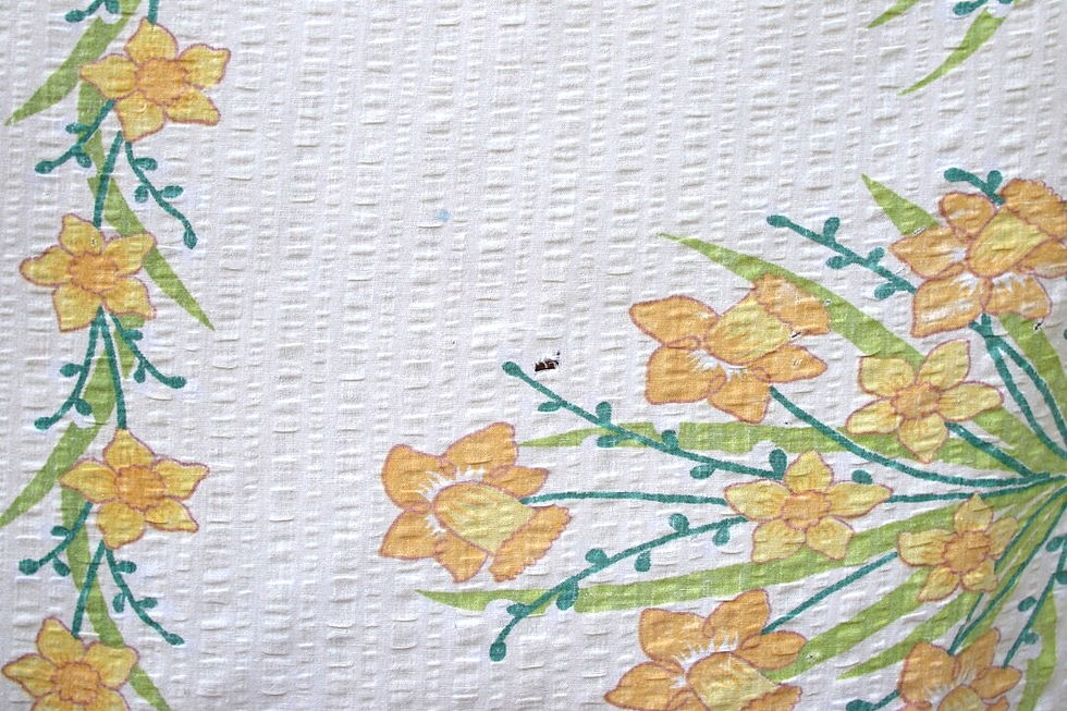 Miniatura: Preloved Rectangular Printed Tablecloth, Floral Tablecloth, Flower Tablecloth