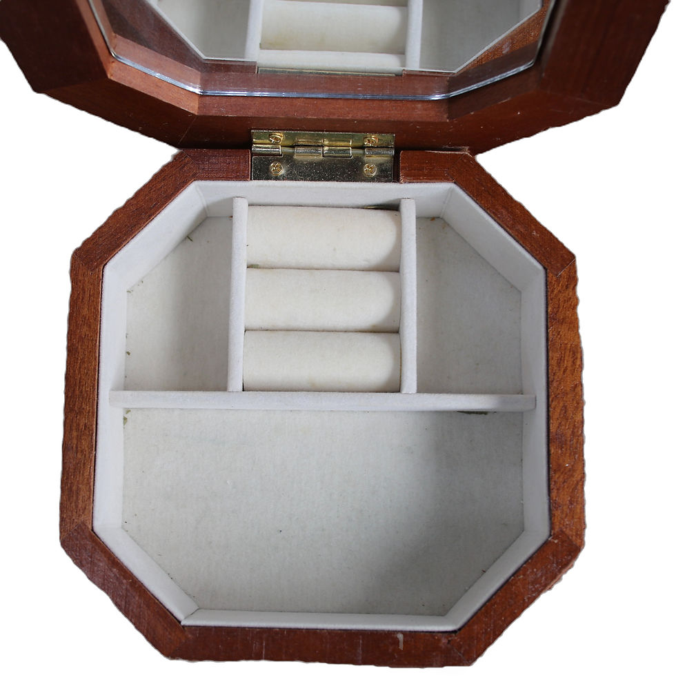 Miniatura: Preloved Vintage Wooden Jewellery Box, Floral Jewelry Box