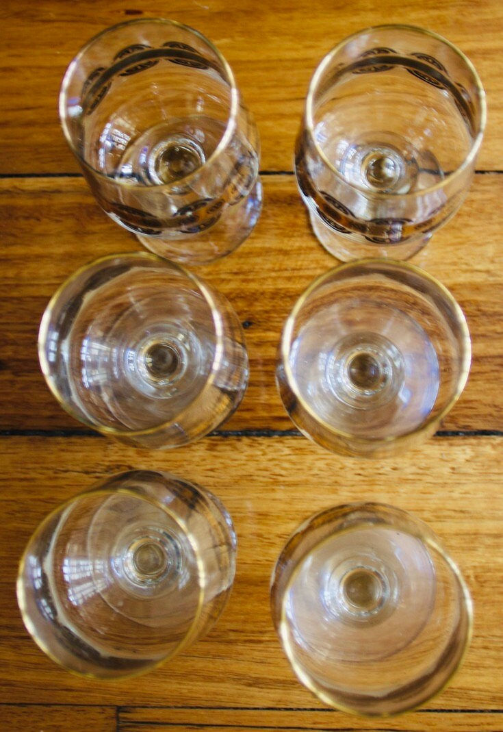 Miniatura: Preloved Set of Six Glasses, Sherry Glasses, Wine Glasses