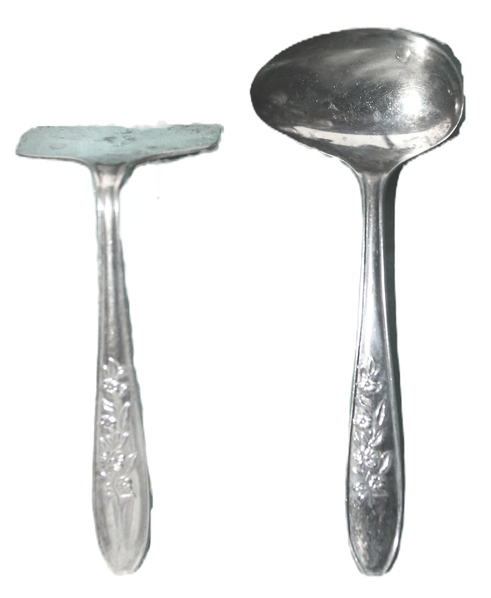 Thumbnail: Preloved Vintage EPNS baby spoon and pusher, Silver Baby Cutlery
