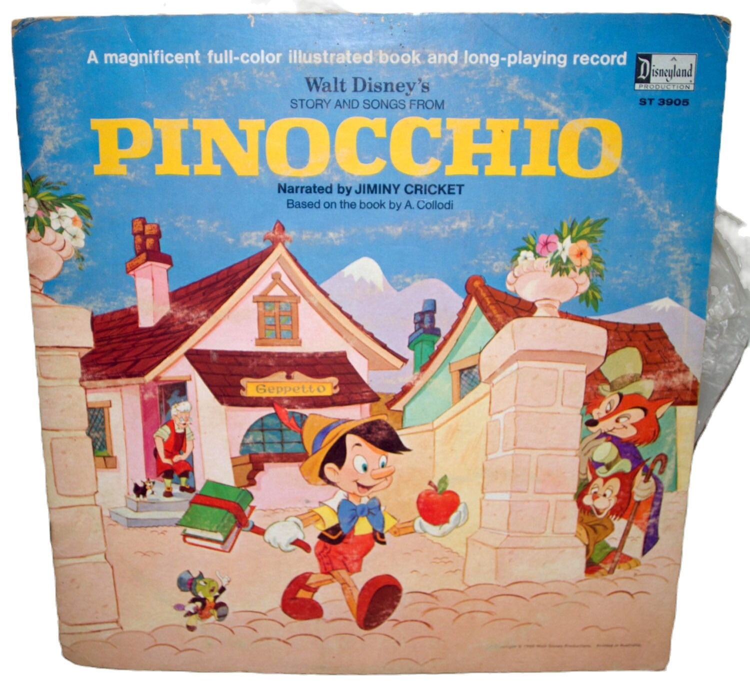 Preloved Walt Disney's Pinocchio, Narrated by Jiminy Cricket, Record LP
