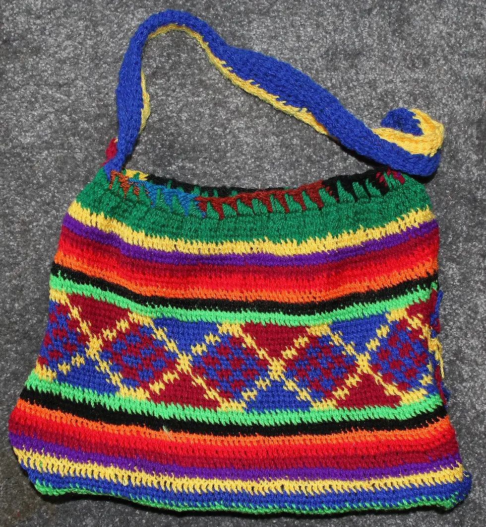 Preloved Knitted Handbag , Woollen Handbag, Knitted Shoulder bag, Colourful Bag