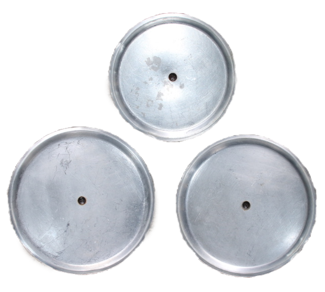 Miniature : Preloved Trio of Saucepans with Lids, Three Saucepans with Lids