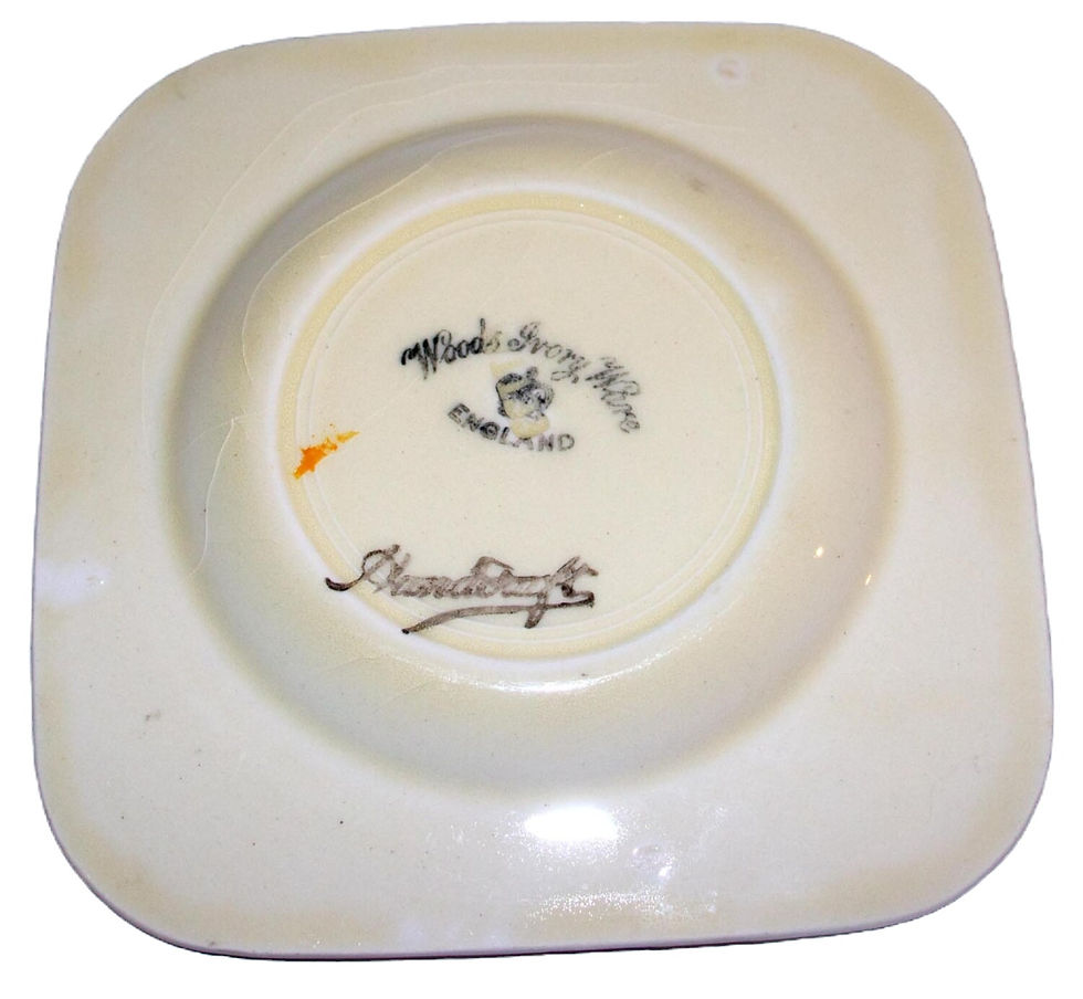 Miniatura: Preloved  Handpainted Woods Ivory Ware Saucer, English tableware