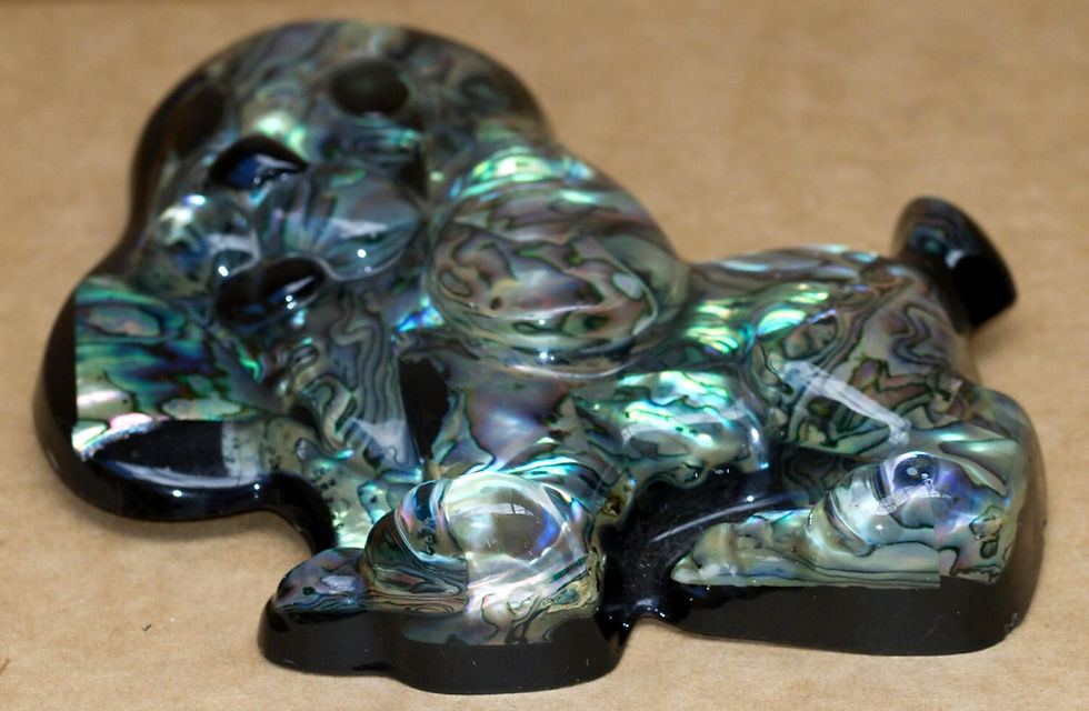 Thumbnail: Preloved Paua Shell Dog Souvenir by Fiordland New Zealand, Paua Shell Souvenir