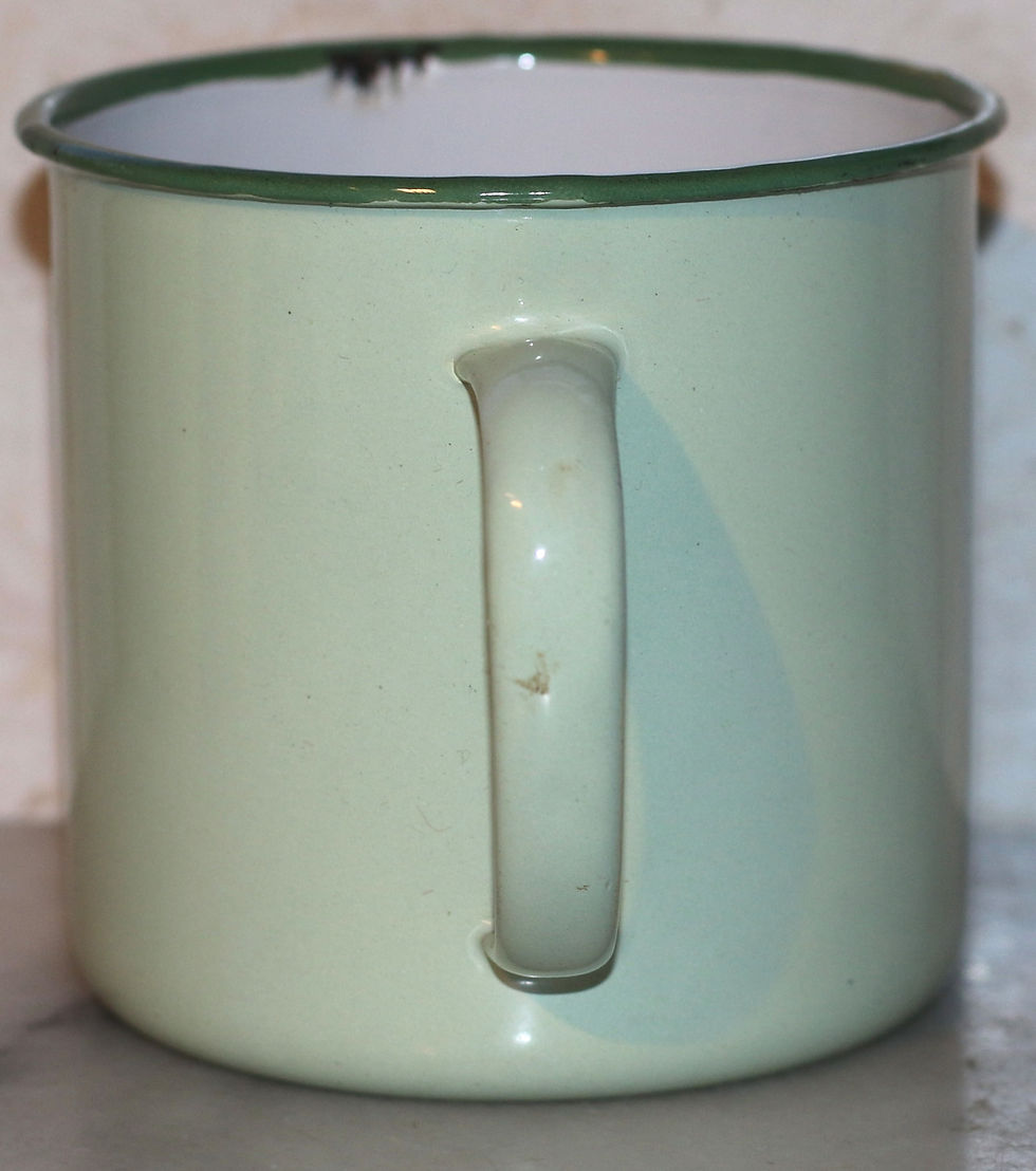 Miniature : Preloved Large Vintage Enamelware Mug, Vintage Green Camping Mug