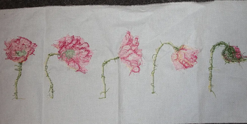 Thumbnail: Preloved Floral Cross-Stitch Needlecraft